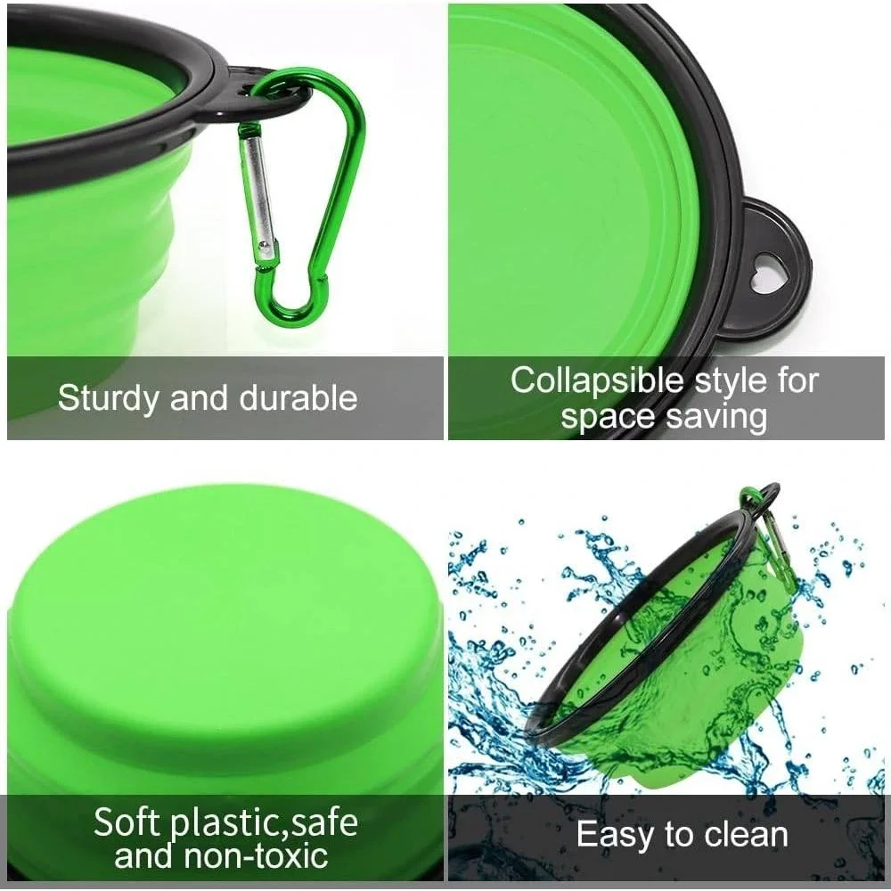 2 Pack Collapsible Dog Bowls‎ Portable Travel Pet Water Food Dishes Blue Green